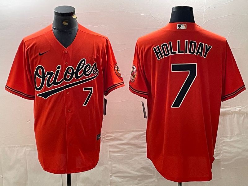 Men Baltimore Orioles #7 Holliday Orange Nike Game 2024 MLB Jersey style 1